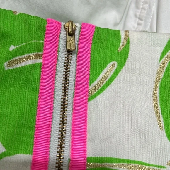 Lilly Pulitzer Lottie Dress‎ Stinger Bee Glitter Print Green Sleeveless Gold - Picture 6 of 8